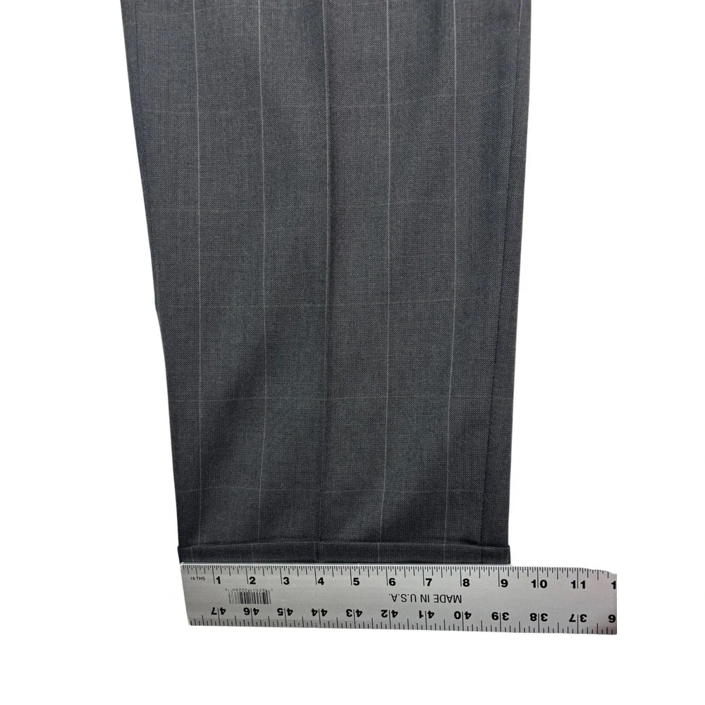 vtg 90s Christian Dior 44L 36x32 Gray Windowpane Pant Suit Double Breasted USA